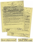 Two January 1959 Contracts Signed by Moe Howard, Who Signs Each The 3 Stooges & Moe Howard -- AGVA Contracts for Three Stooges Performances -- Each Measures 8.5 x 11, Very Good